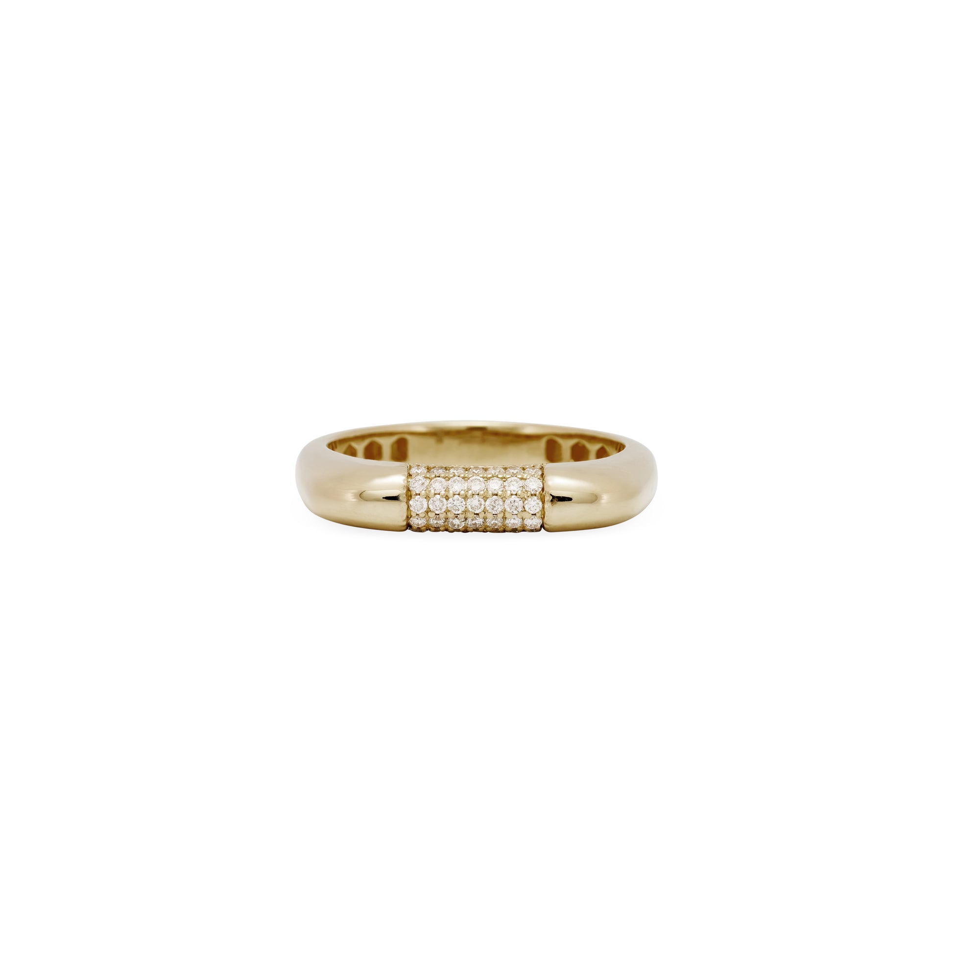 Pave Center Rounded Flat Top Ring