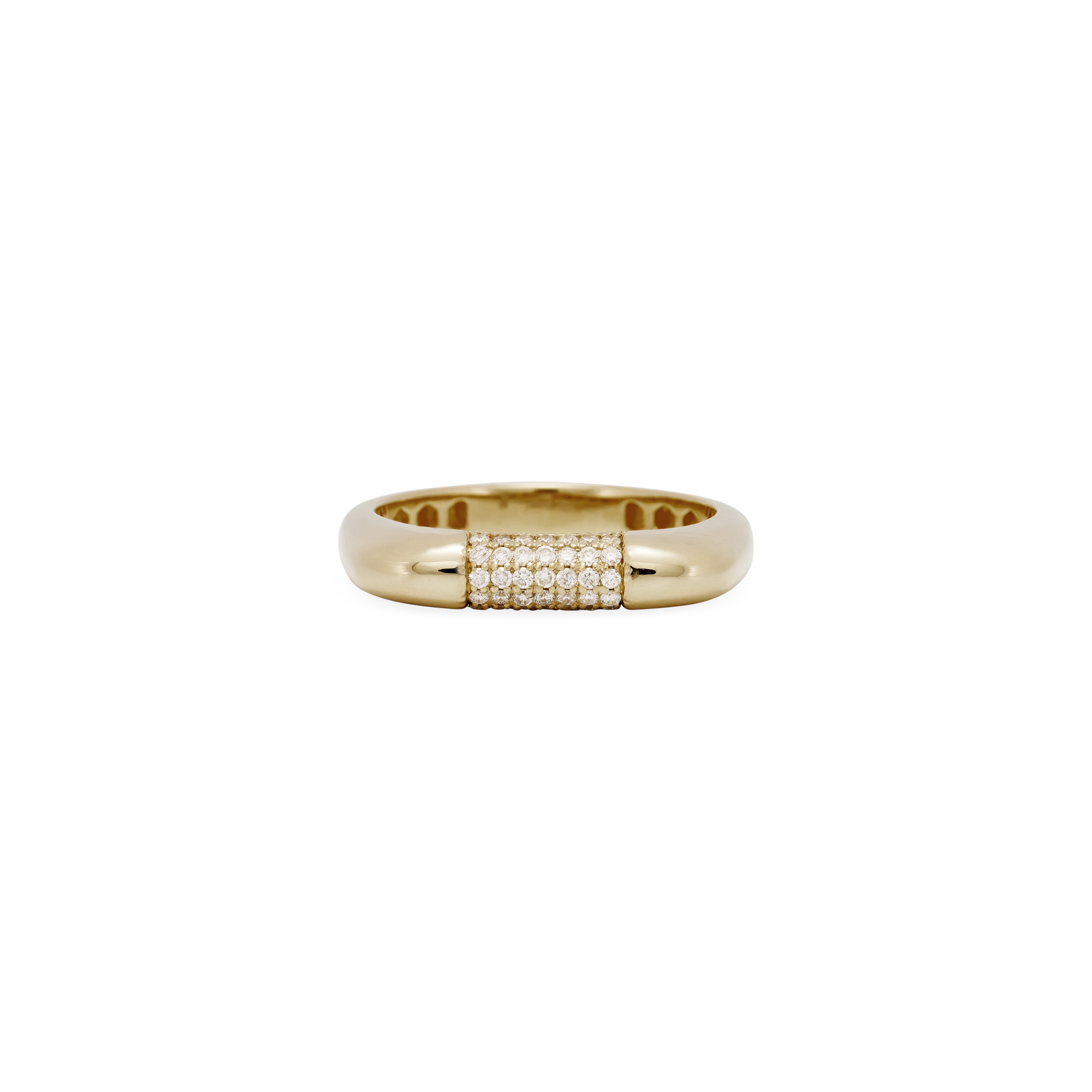Pave Center Rounded Flat Top Ring