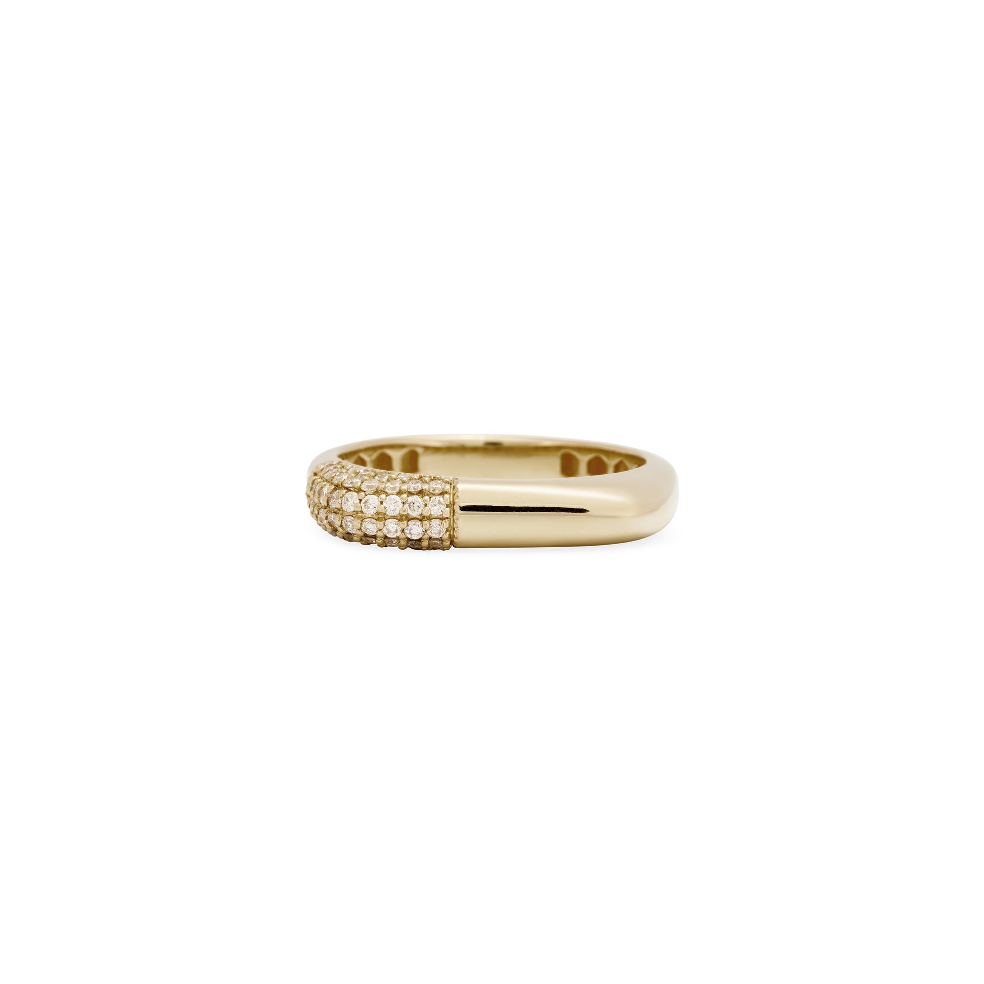 Pave Corner Rounded Flat Top Ring
