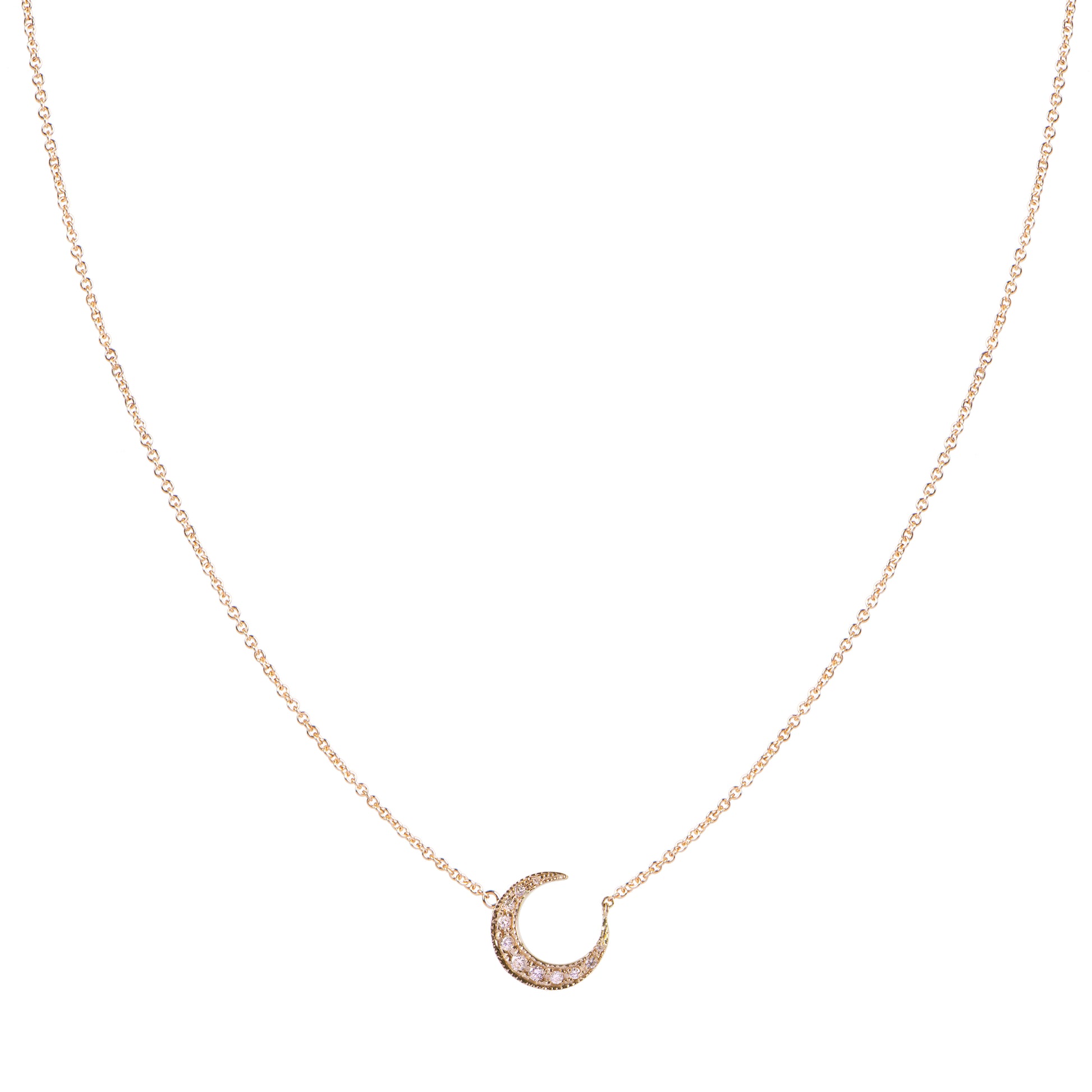 PAVE DIAMOND CRESCENT MOON NECKLACE