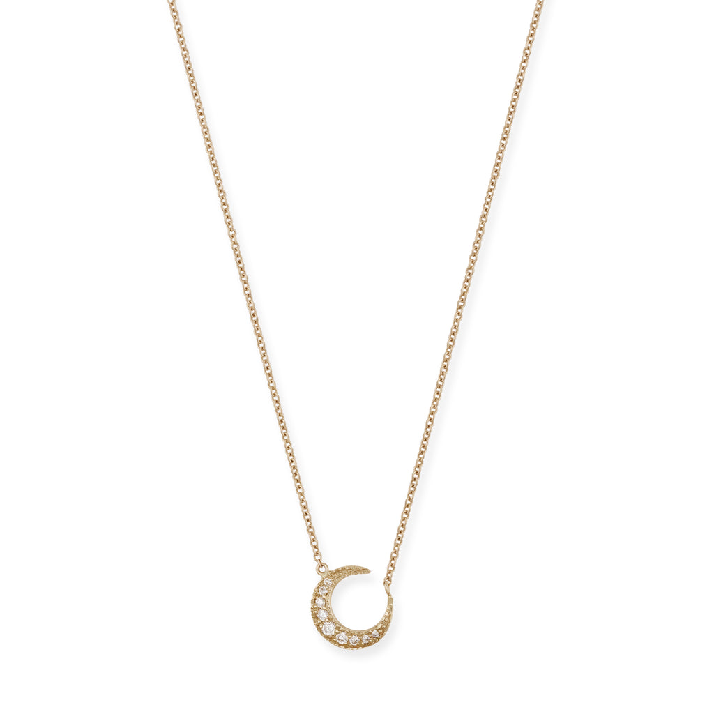 Pavé Diamond Crescent Moon Necklace