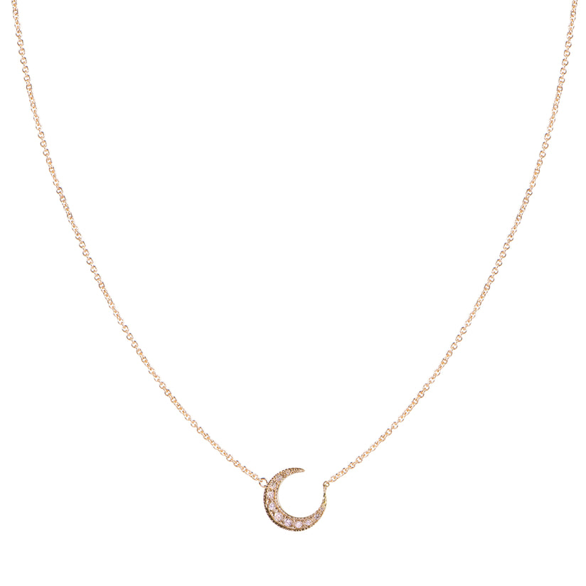 PAVE DIAMOND CRESCENT MOON NECKLACE