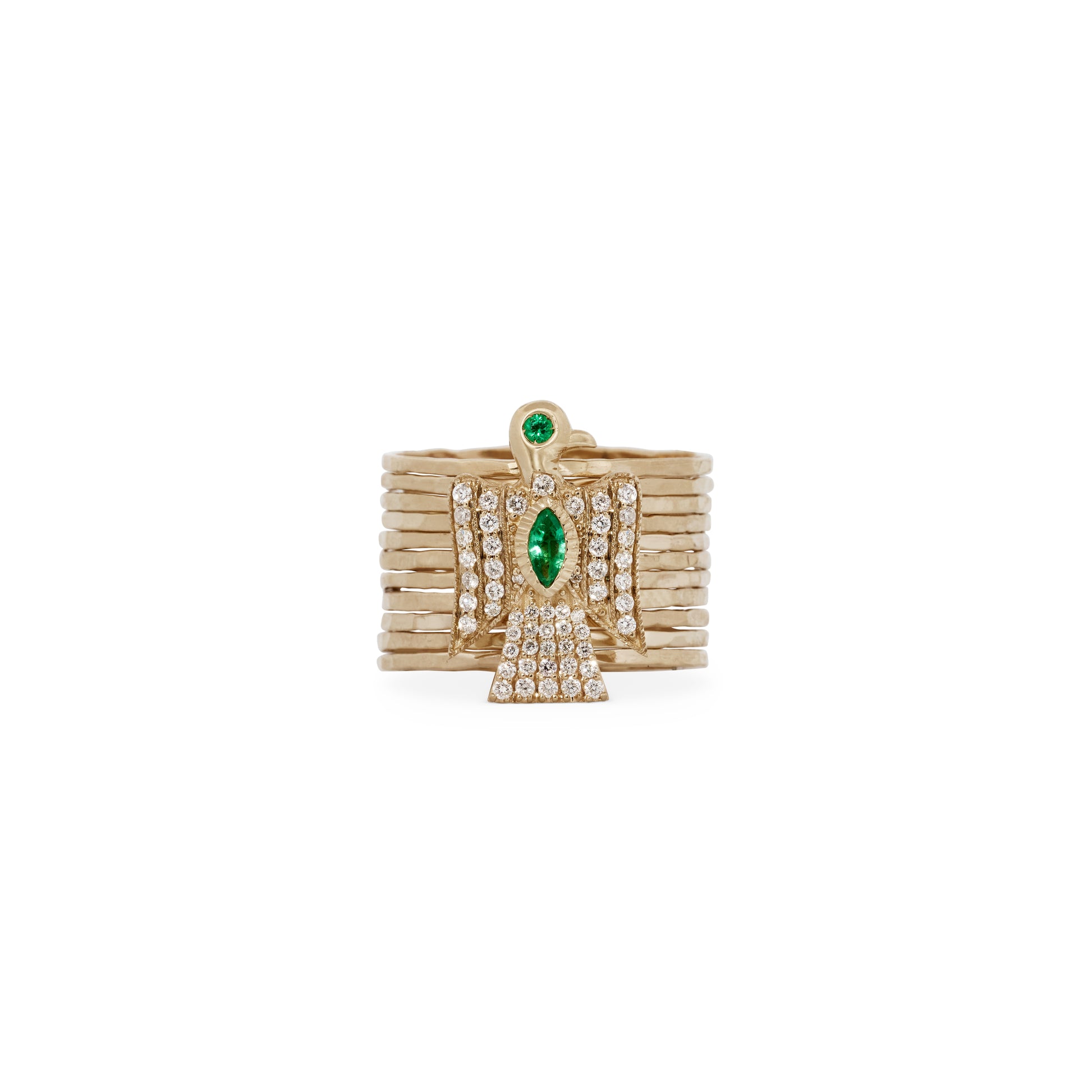 Pave Emerald Marquise Thunderbird Multi Waif Ring