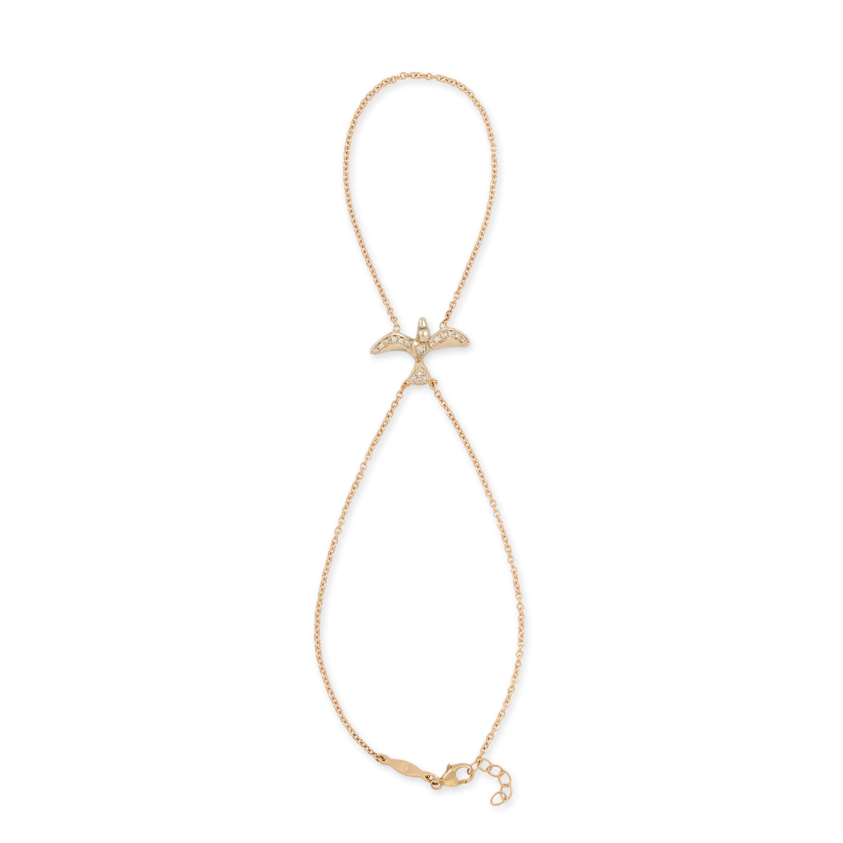 Pave Diamond Flying Bird Double Stem Finger Bracelet