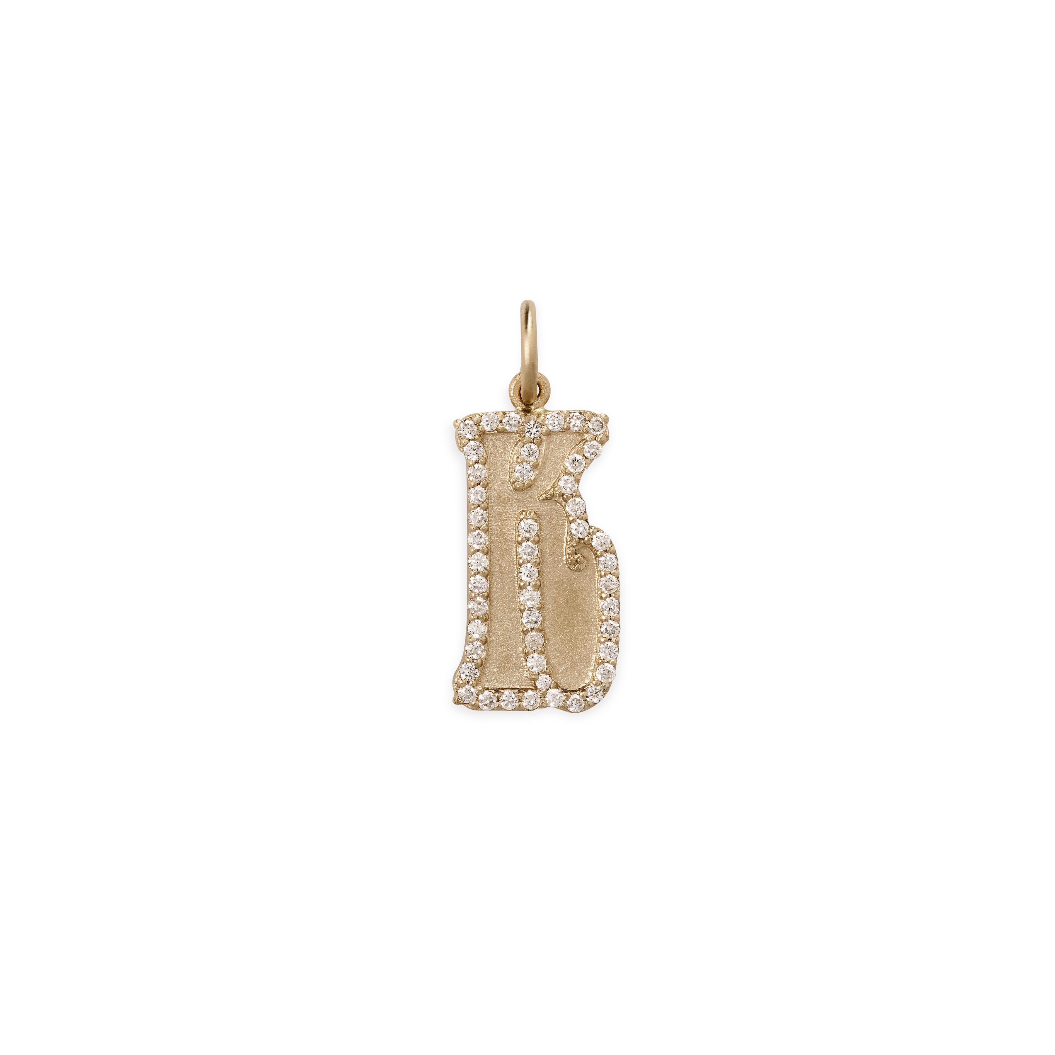 Pave Diamond Groovy Initial Charm