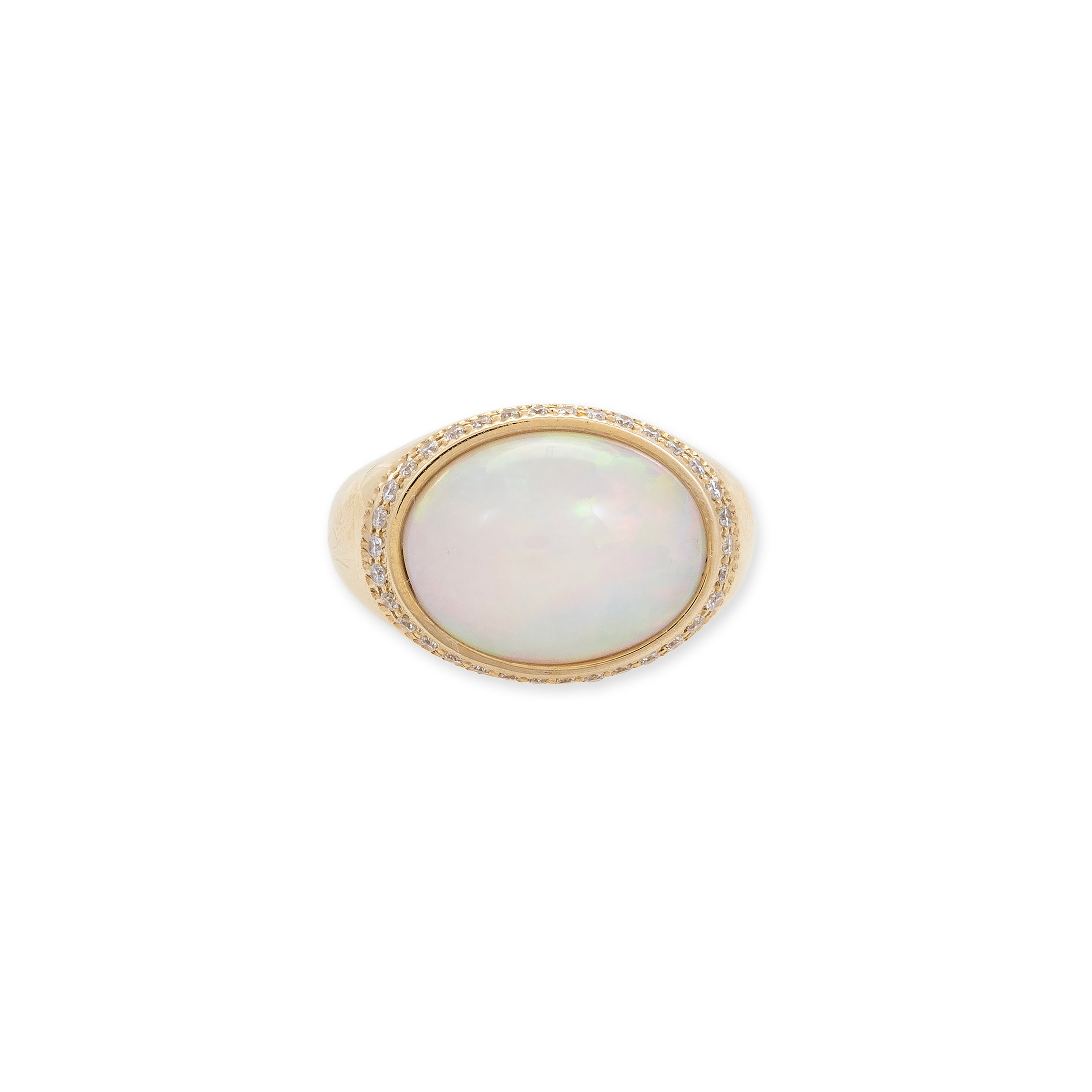 PAVE HORIZONTAL OVAL OPAL RING
