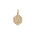 Pave Initial Geometric Hexagon Charm