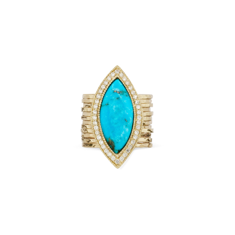 Pave Turquoise Marquise Multi Waif Ring