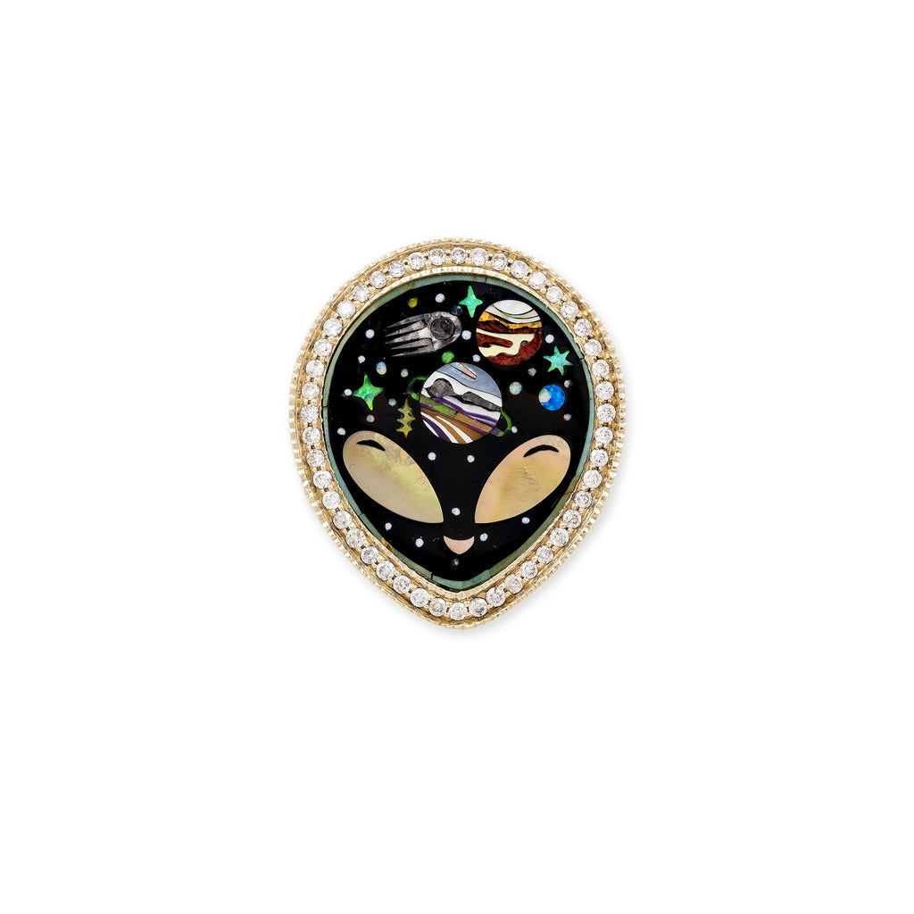 PAVE ONYX + PEARL ALIEN GALAXY INLAY RING