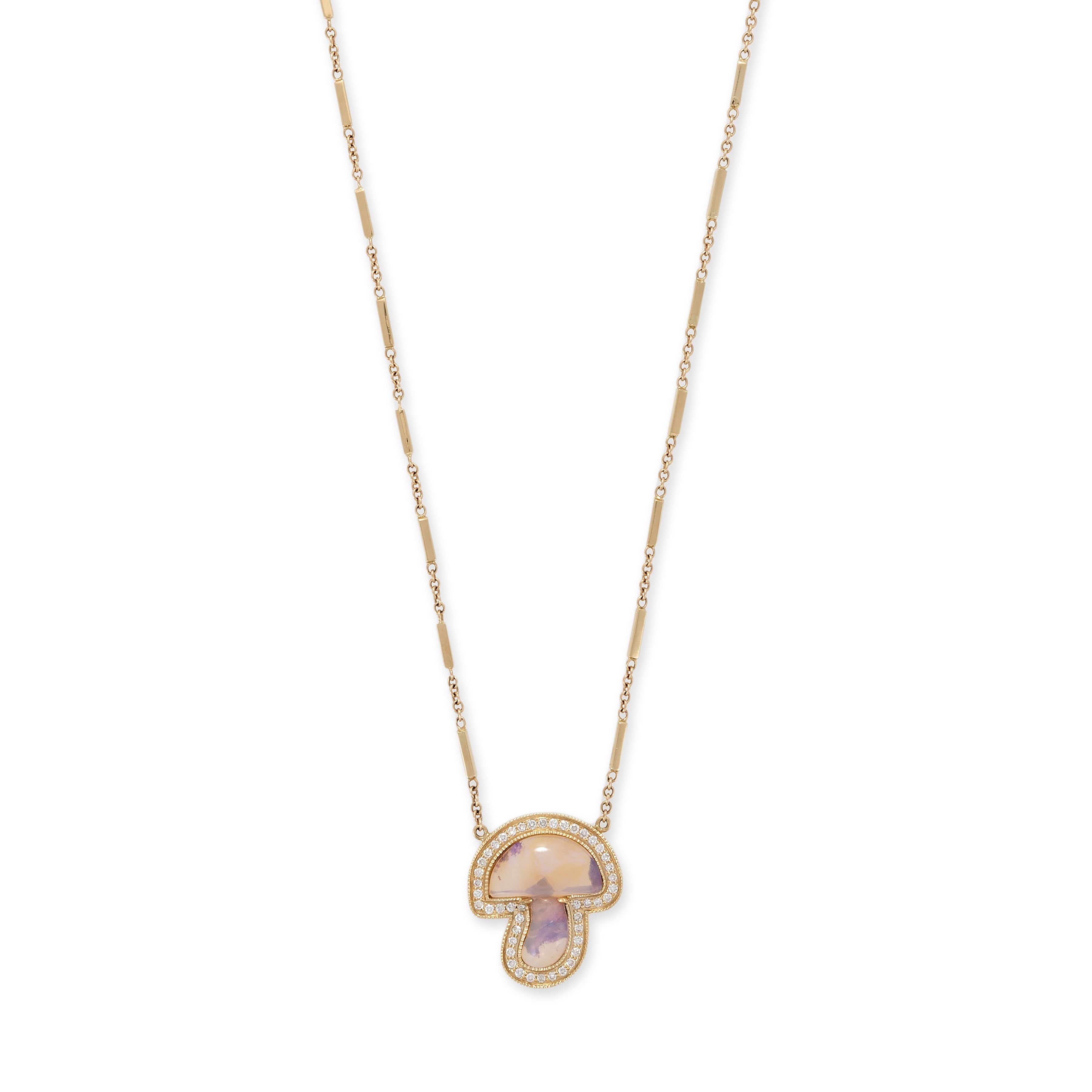 PAVE OPAL MUSHROOM MINI SMOOTH BAR NECKLACE