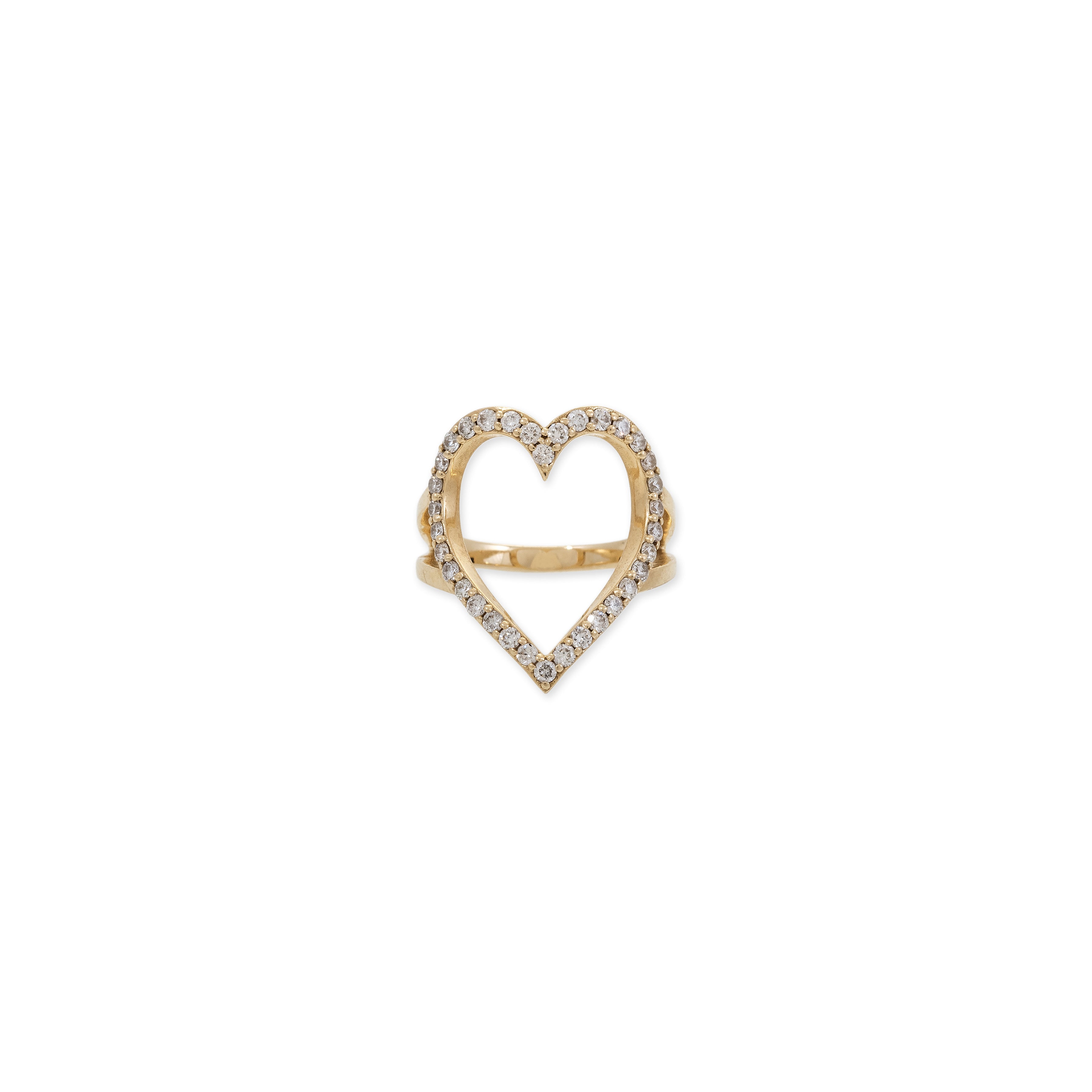 Pave Diamond Outline Heart Ring
