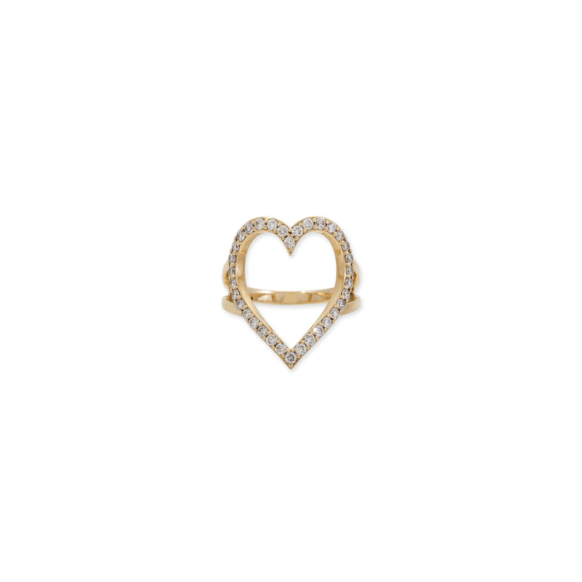 PAVE DIAMOND OUTLINE HEART RING