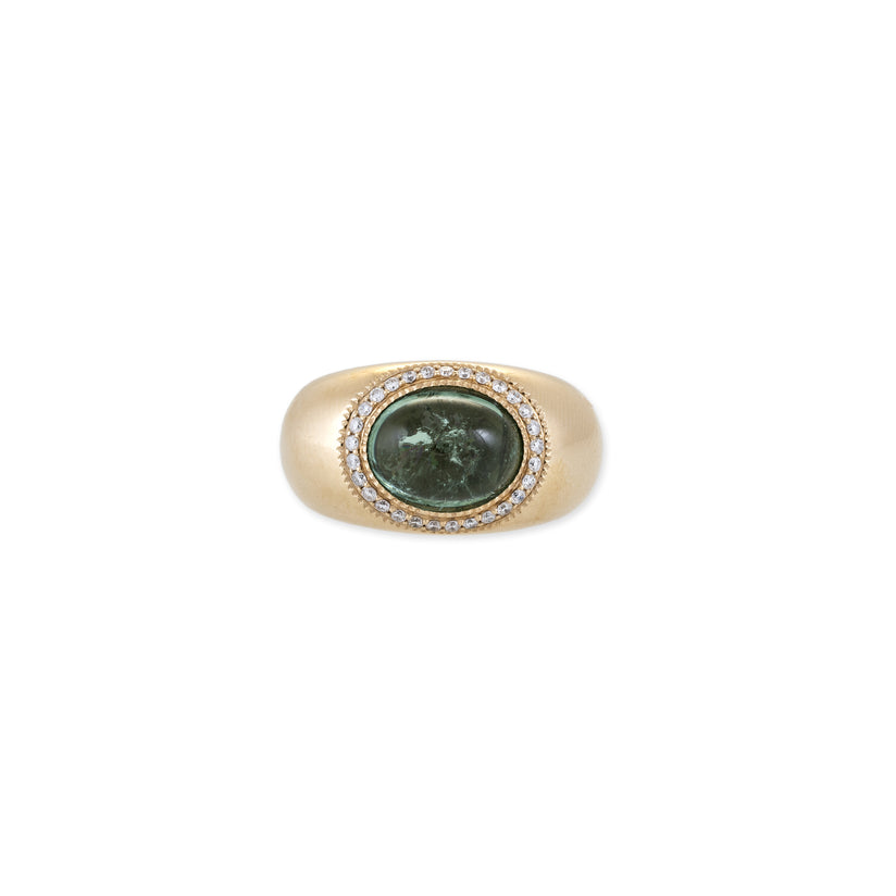 PAVE OVAL GREEN TOURMALINE DOME RING
