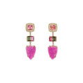 Pave Pink and Watermelon Tourmaline + Trillion Druzy Earrings