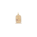 Pave Pink Sapphire Trillion + Baguette Diamond Cartouche Charm
