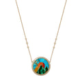 Pave Diamond Malachite Pyramid Scenic Inlay Necklace