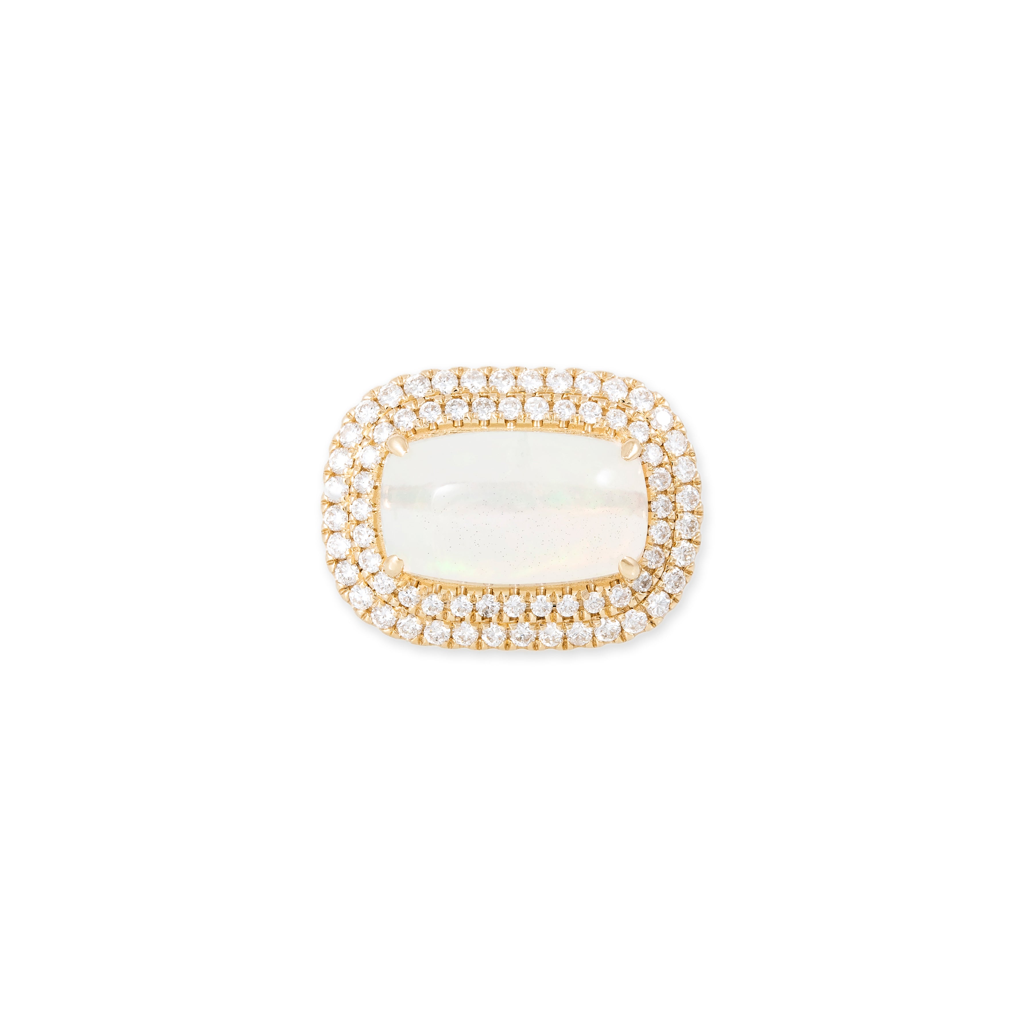 DOUBLE ROW PAVE BORDER OPAL RECTANGLE RING