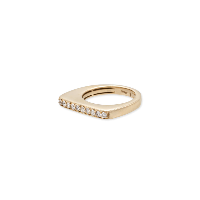 PAVE SLANTED BAR RING