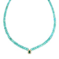 Pavé Emerald Baguette Graduated Turquoise Beaded Necklace