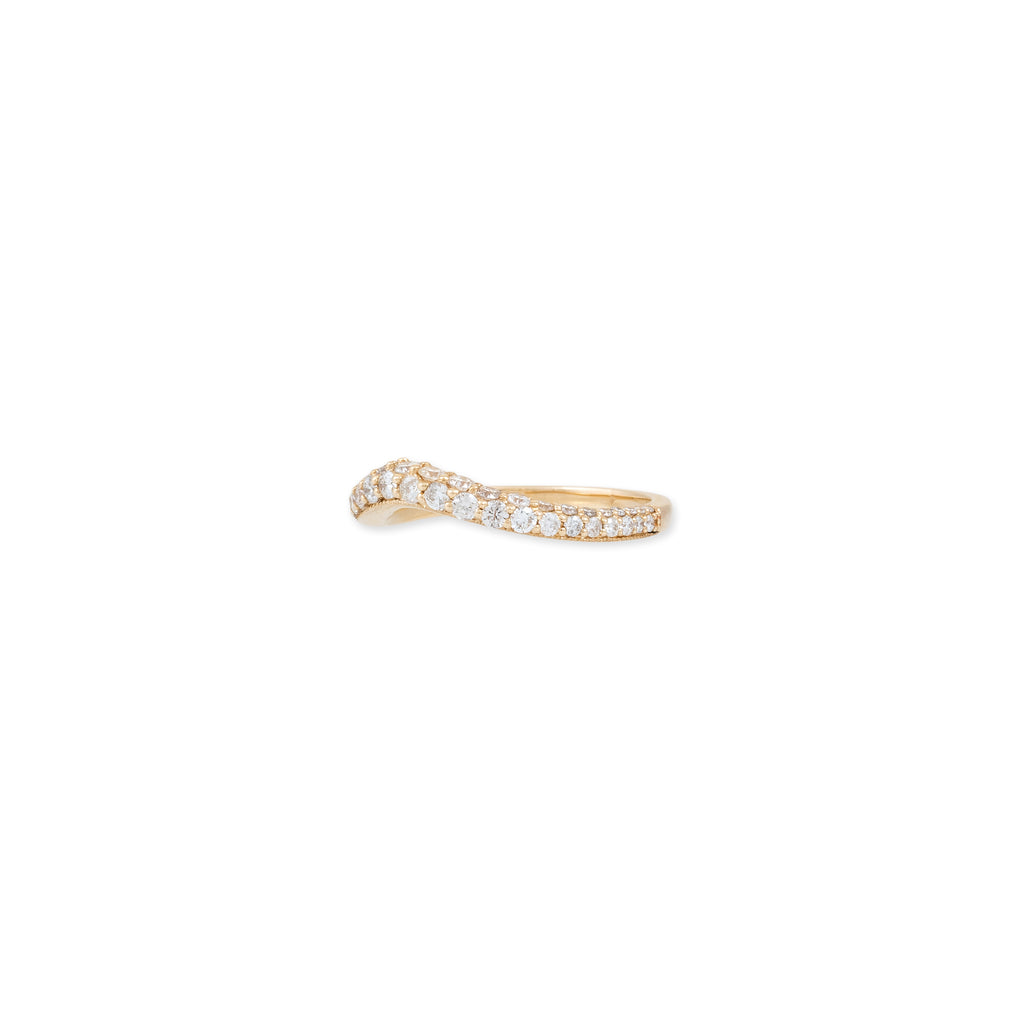 Pave Small V Wave Ring