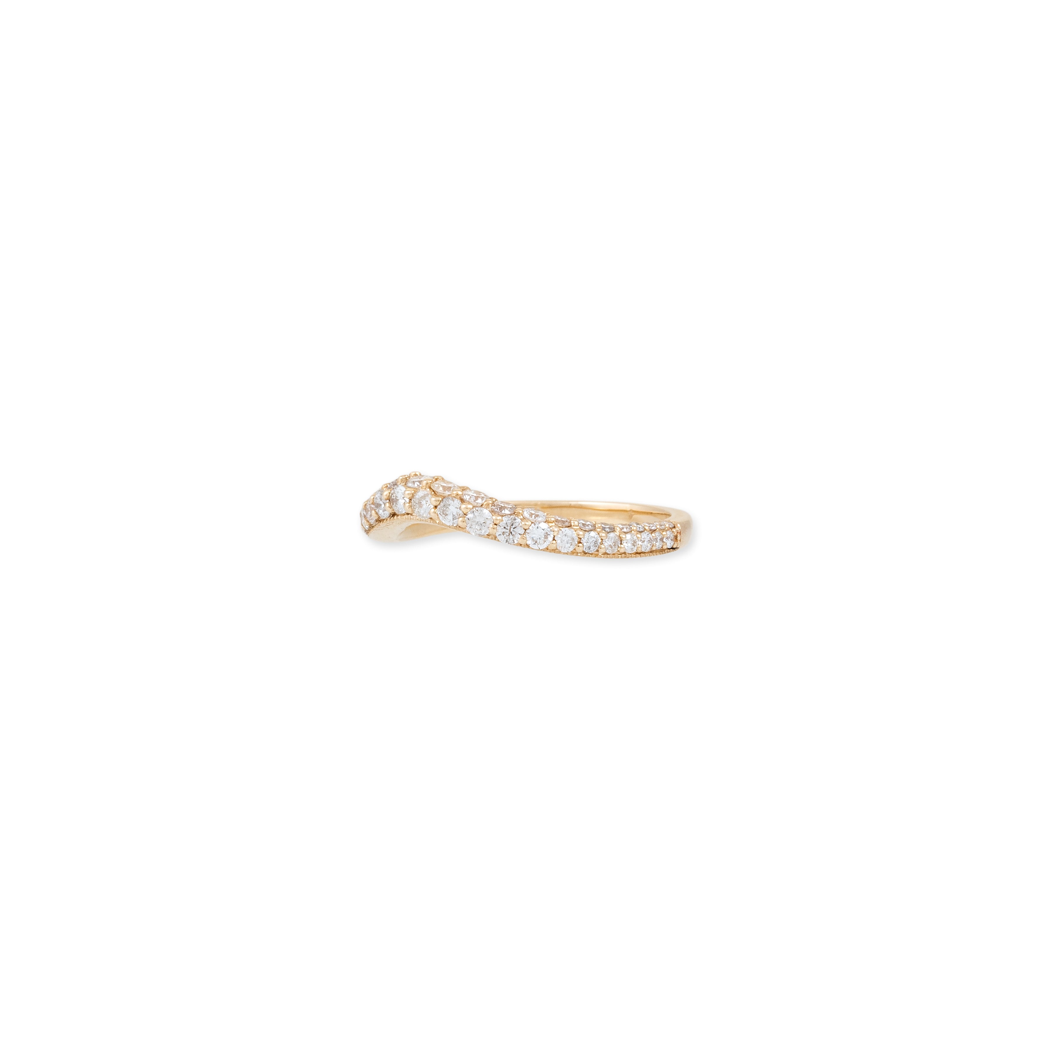 Pave Small V Wave Ring