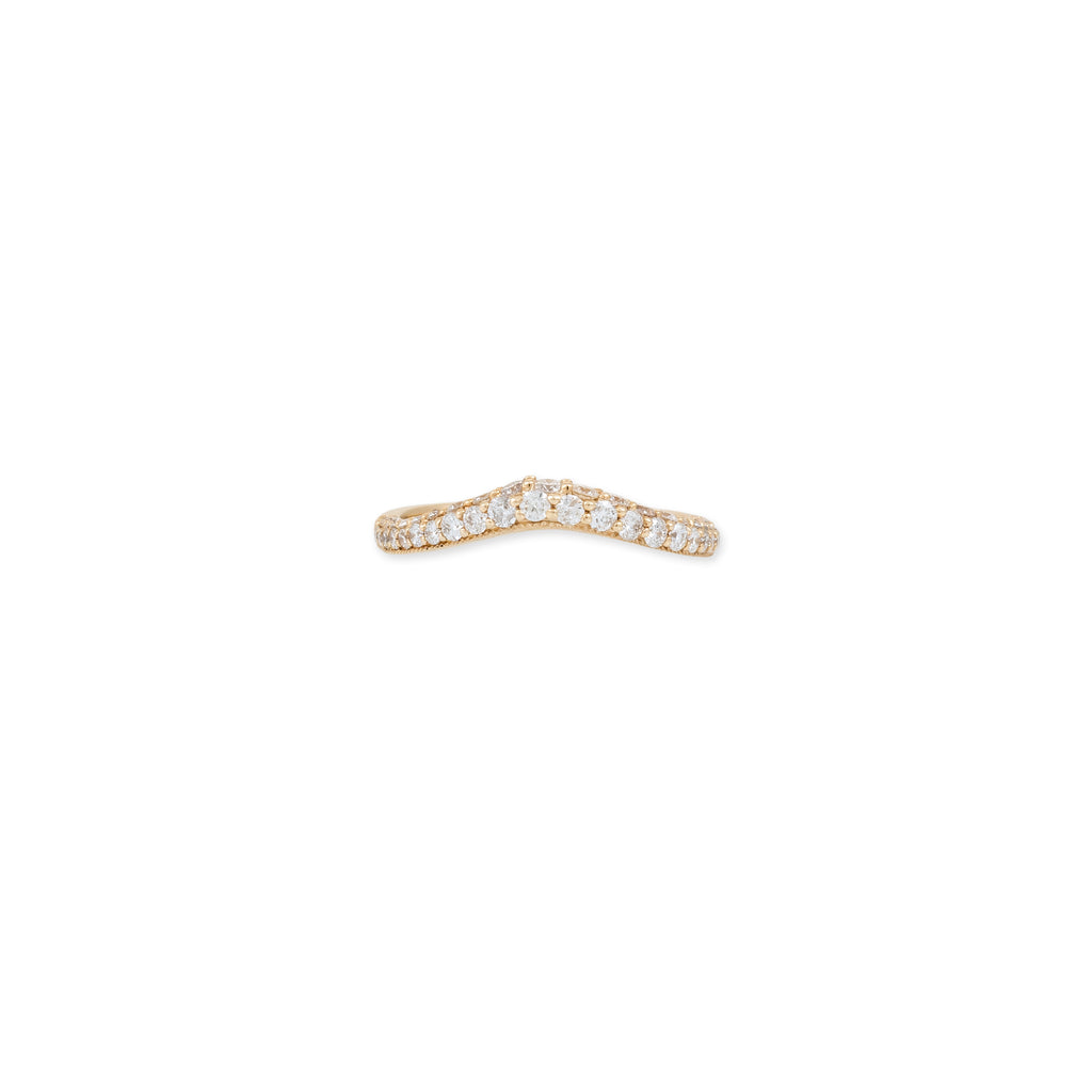 Pave Small V Wave Ring