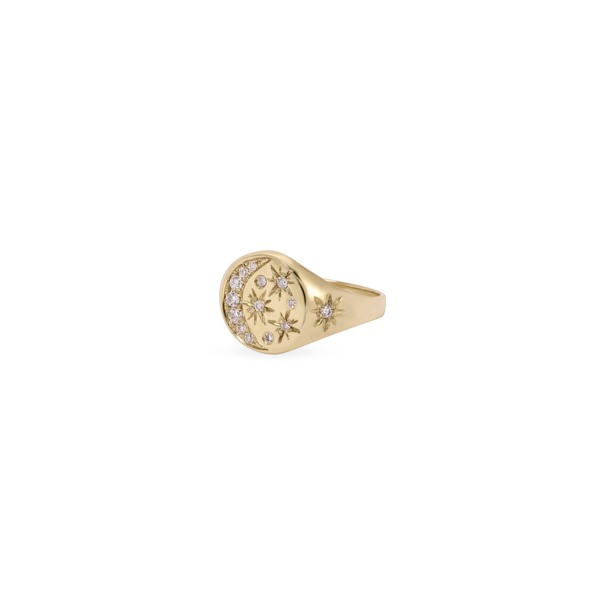 Celestial Diamond Signet Pinky Ring