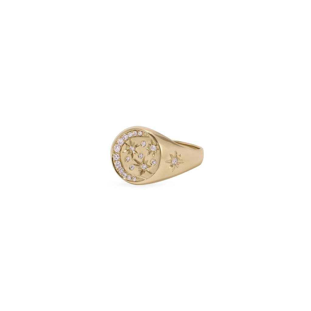 Celestial Diamond Signet Ring