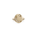 Pave Crescent Moon + Starburst Oval Signet Ring