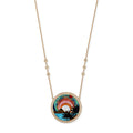 Pave Diamond Tropical Scenic Inlay Necklace