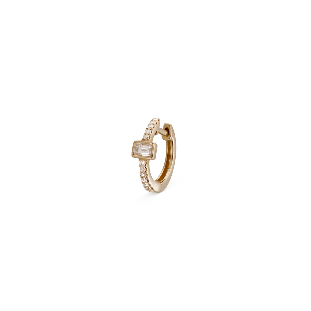 Diamond Baguette Pave Mini Hoop