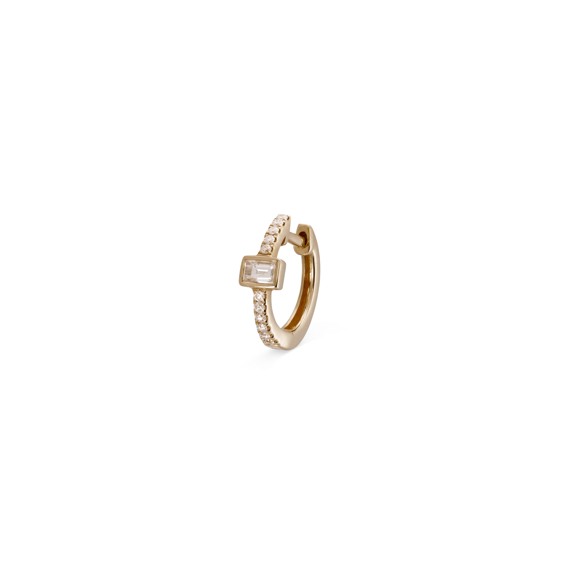Diamond Baguette Pave Mini Hoop