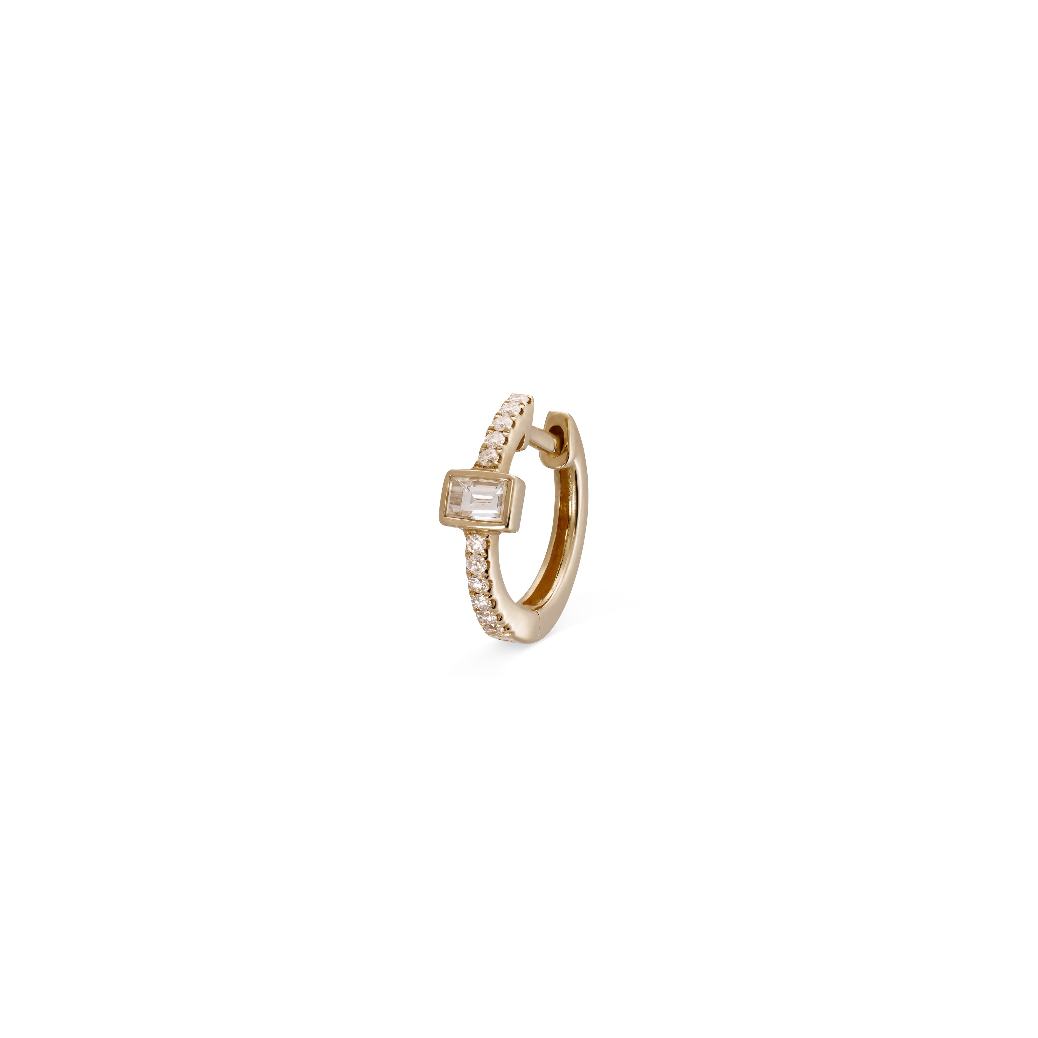 Diamond Baguette Pave Mini Hoop