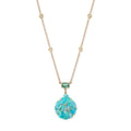 Green Tourmaline + Carved Turquoise Shell Necklace