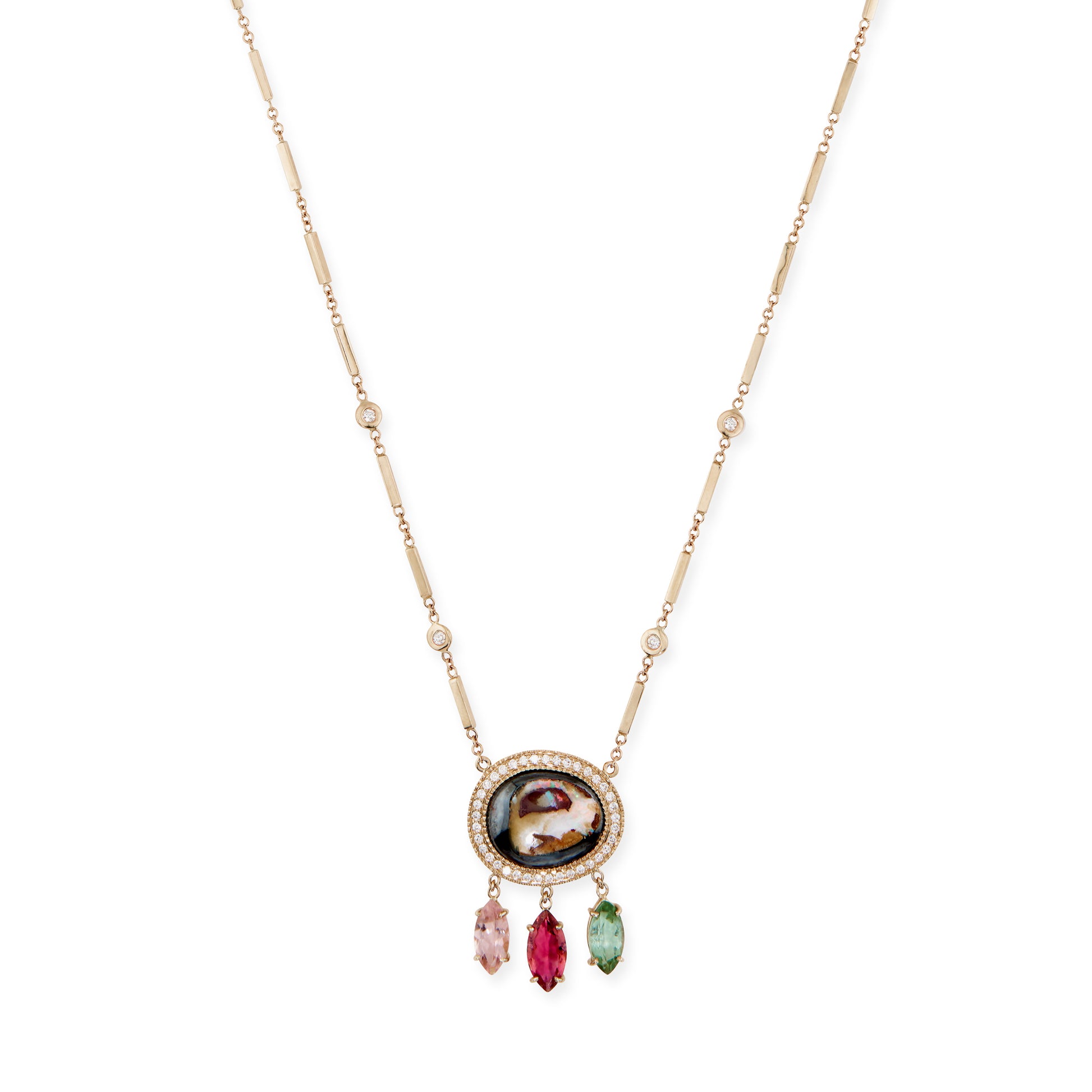 Pave Koroit Opal + Marquise Tourmaline Shaker Necklace
