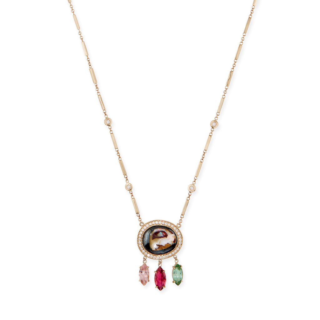 Pave Koroit Opal + Marquise Tourmaline Shaker Necklace