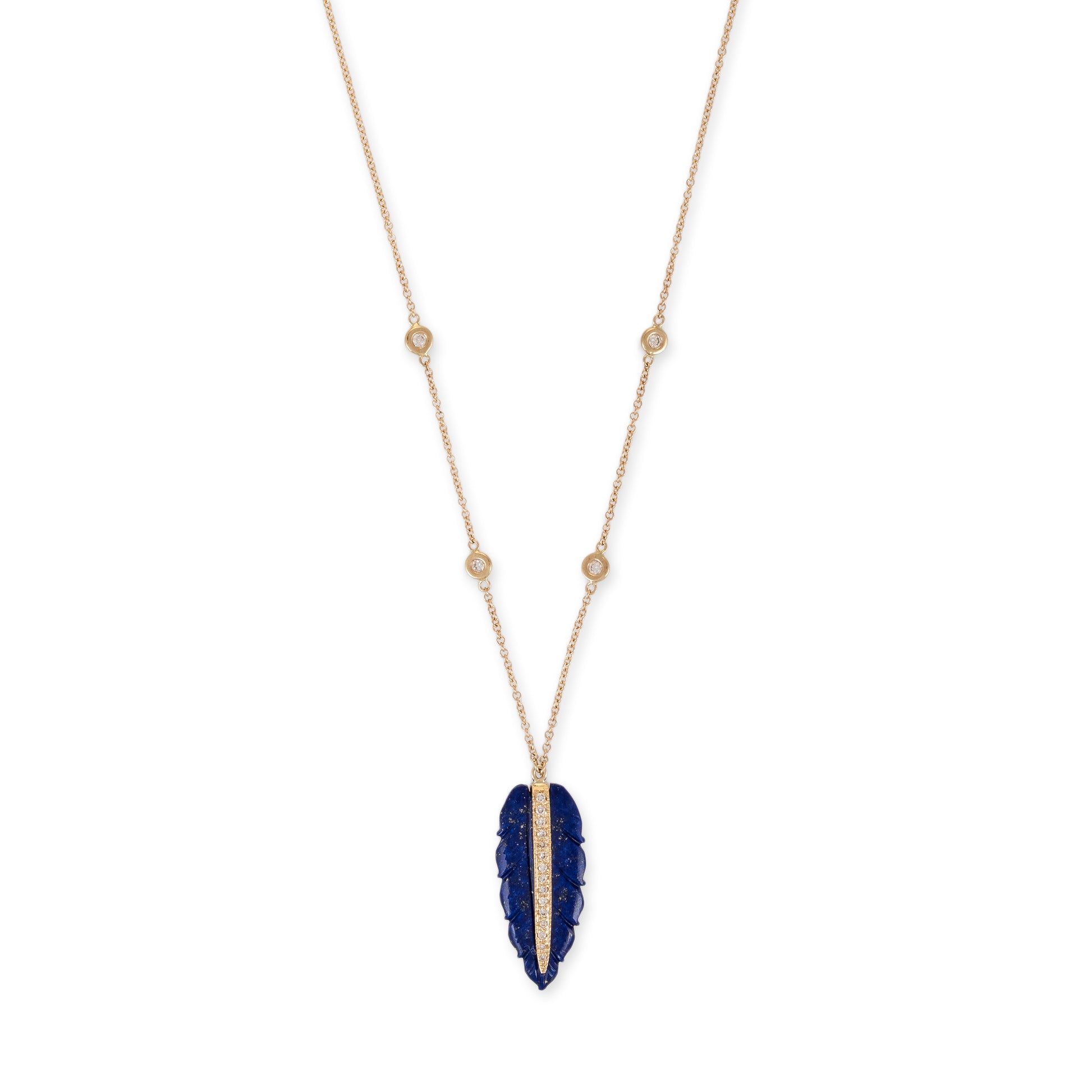 Pave Gemstone Leaf Diamond Necklace