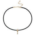 Diamond Thunderbird + Marquise Diamond Drop on Leather Braided Choker