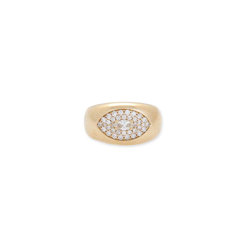 PAVE MARQUISE DIAMOND EYE THICK DOME RING