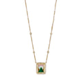 Pave Rectangle Pyramid Scenic Gemstone Inlay Necklace