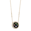 Pavé Round Onyx + Opal Crescent Galaxy Planet Inlay Necklace