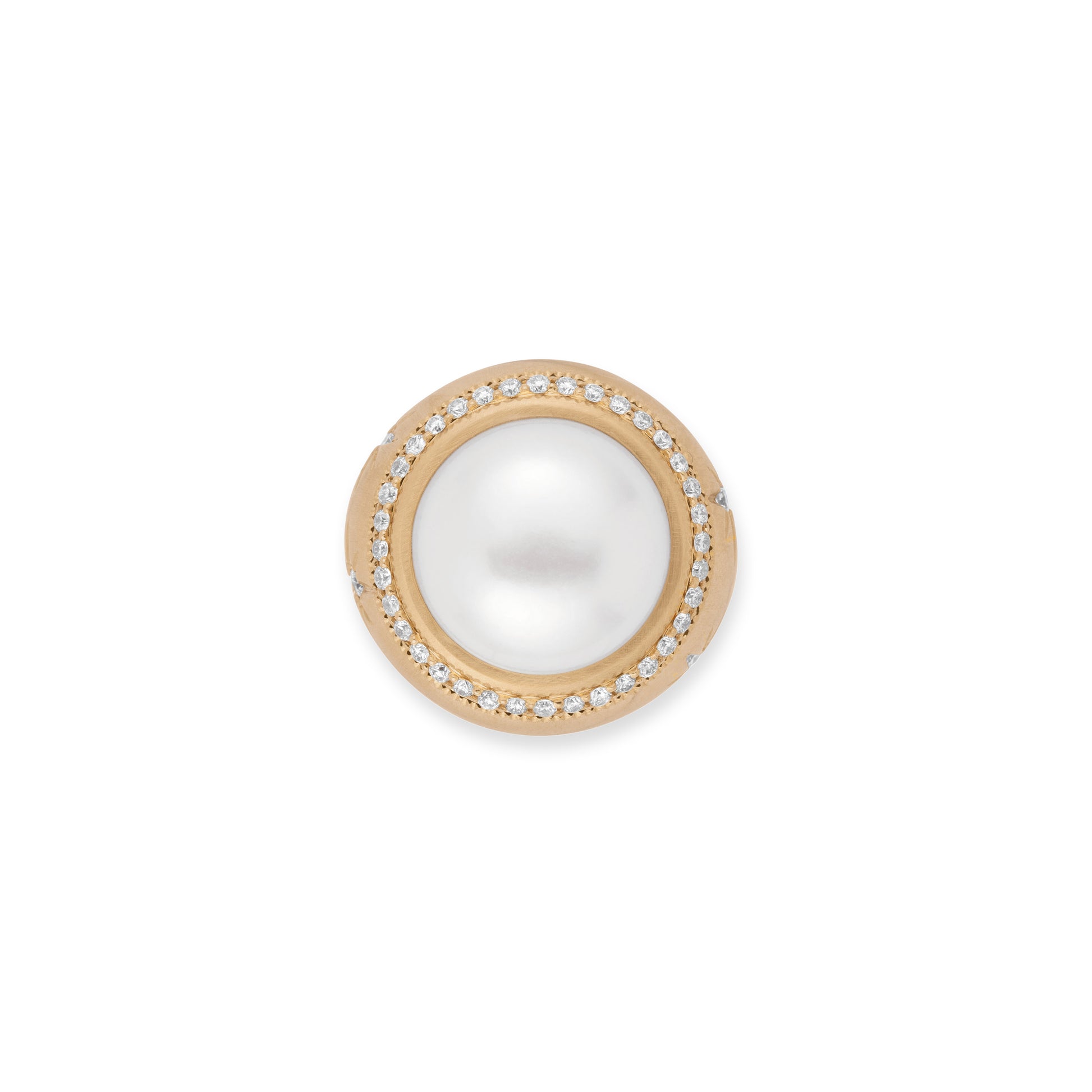 PAVE ROUND PEARL STARBURST RING