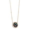 Small Pavé Round Onyx + Opal Crescent Galaxy Planet Inlay Necklace