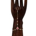 Pave Pink Tourmaline Teardrop + Diamond Finger Bracelet