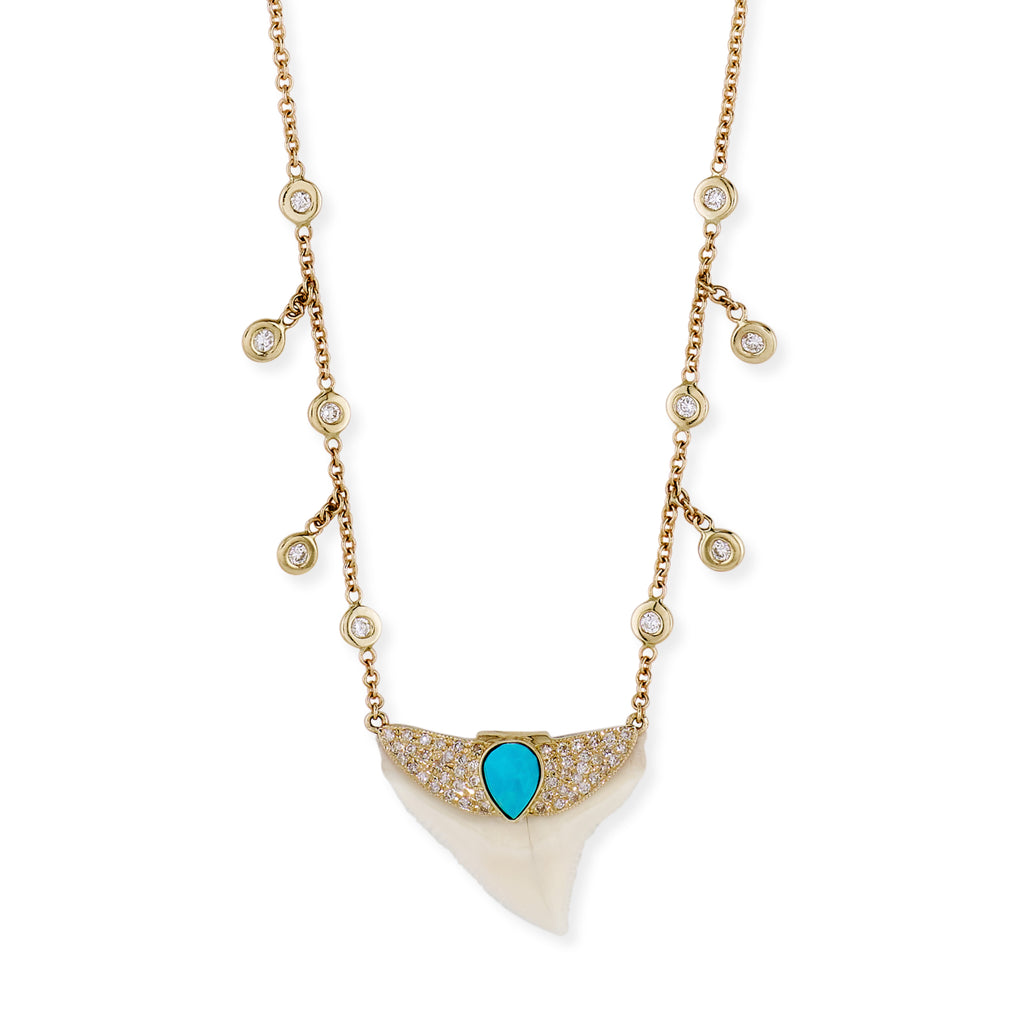 Turquoise Shark Tooth Diamond Shaker Necklace