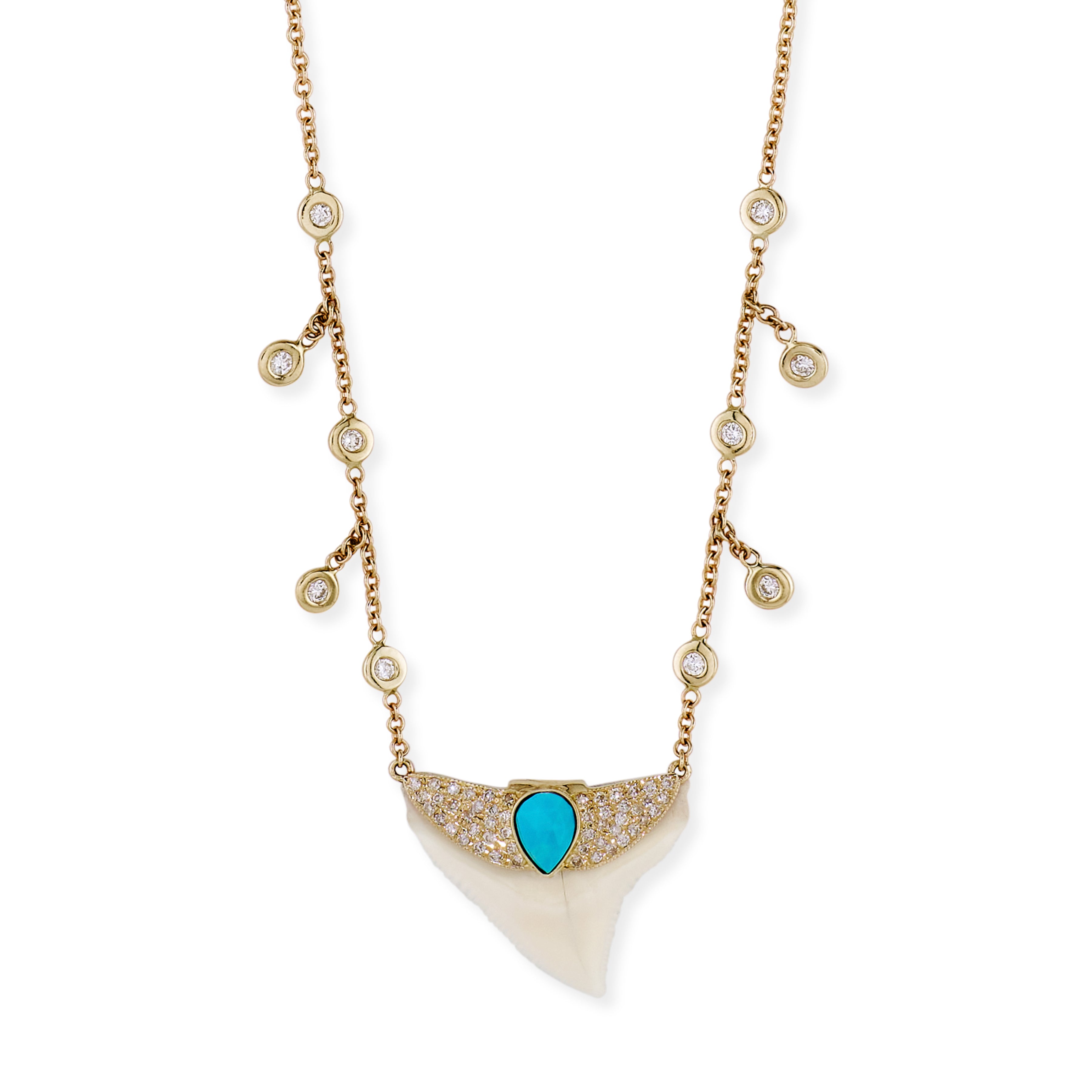 Turquoise Shark Tooth Diamond Shaker Necklace
