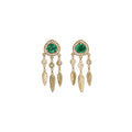 Pave Emerald Teardrop + Diamond Hammered Teardrop Shaker Stud Earrings