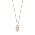 Pavé + Baguette Diamond Opal Lock Smooth Bar Necklace