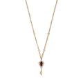 Pavé + Baguette Diamond Ruby Key Smooth Bar Necklace