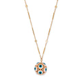 Pink Ceramic Eye + Rose Cut Diamond Sphere Charm Necklace